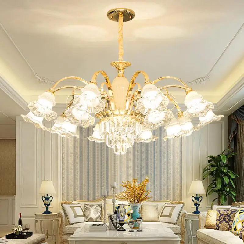 

Parlor Large crystal Chandelier hotel fixture Lighting Church Living Room chandelier led lustre cristal Dining Room E14 Lamparas