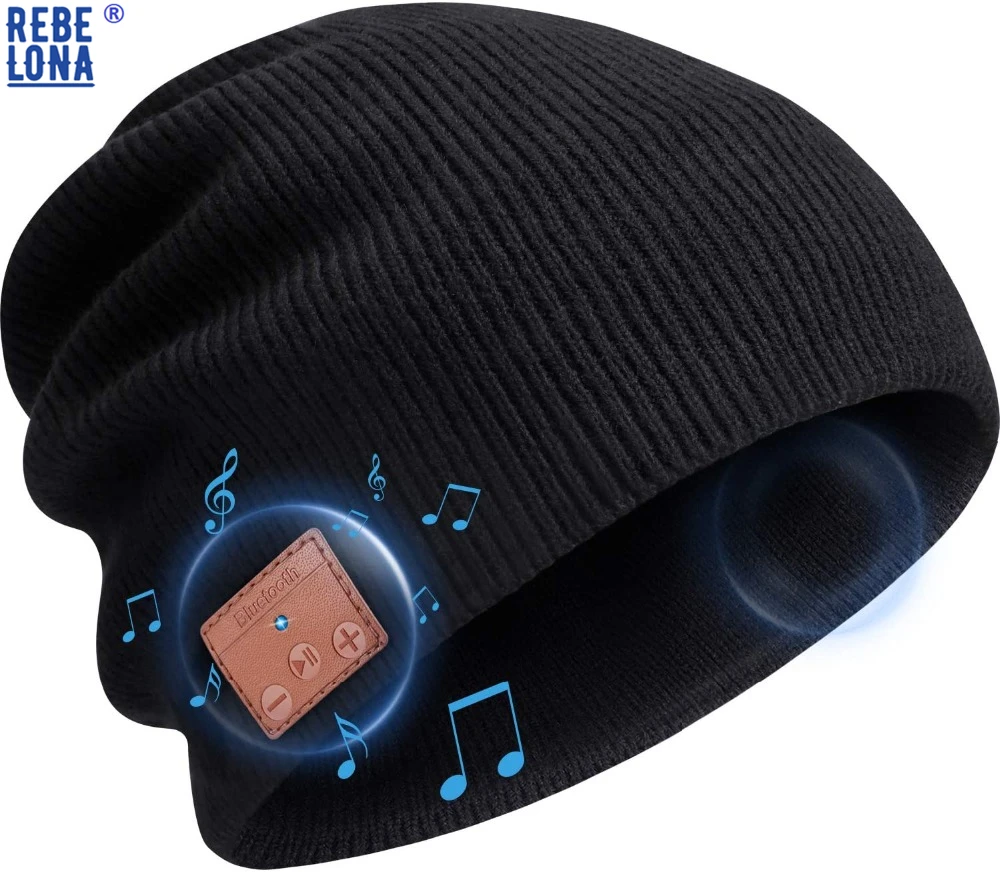 Beanie Hat Bluetooth-compatible Headphones, Wireless V5.0 Knit Music Beanie Unisex, Cap Built-in HD Stereo Speakers,Winter Gifts