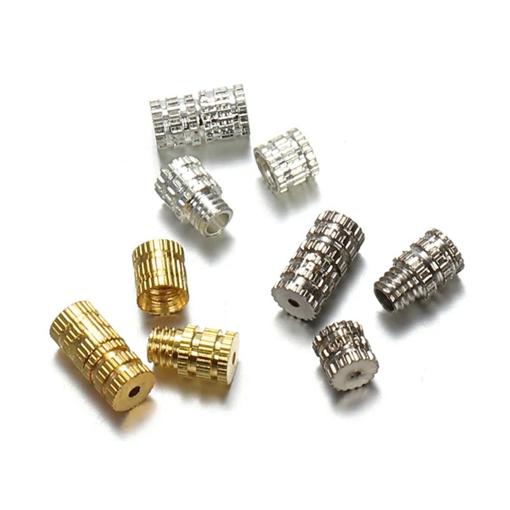 100pcs Metal Cylinder Screw Fastener Clasps Buckles Connector for Diy Jewelry Making Necklace Bracelet Rope End Closure Findings