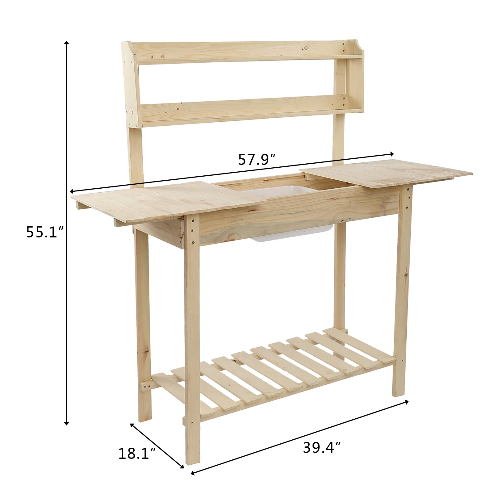 Wooden Garden Workbench Sliding Table Top Outdoor Furniture[US-W]