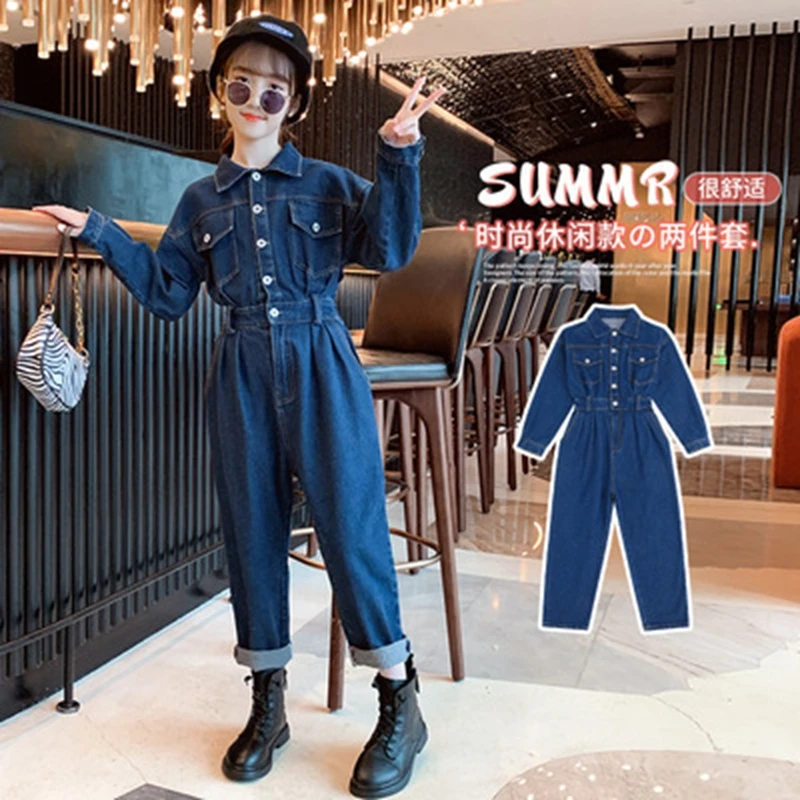 Children\'s Overalls Summer New Girl Jumpsuit Fashion Denim Overalls for Kids Clothes Casual Teens Rompers Girls Outfits 10Y