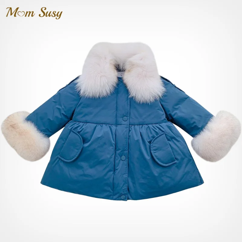 

Baby Girl Princess Jacket Cotton Padded Thick Winter Infant Toddle Down Jacket Fur Collar Coat Baby Clothes Outwear 1-10Y