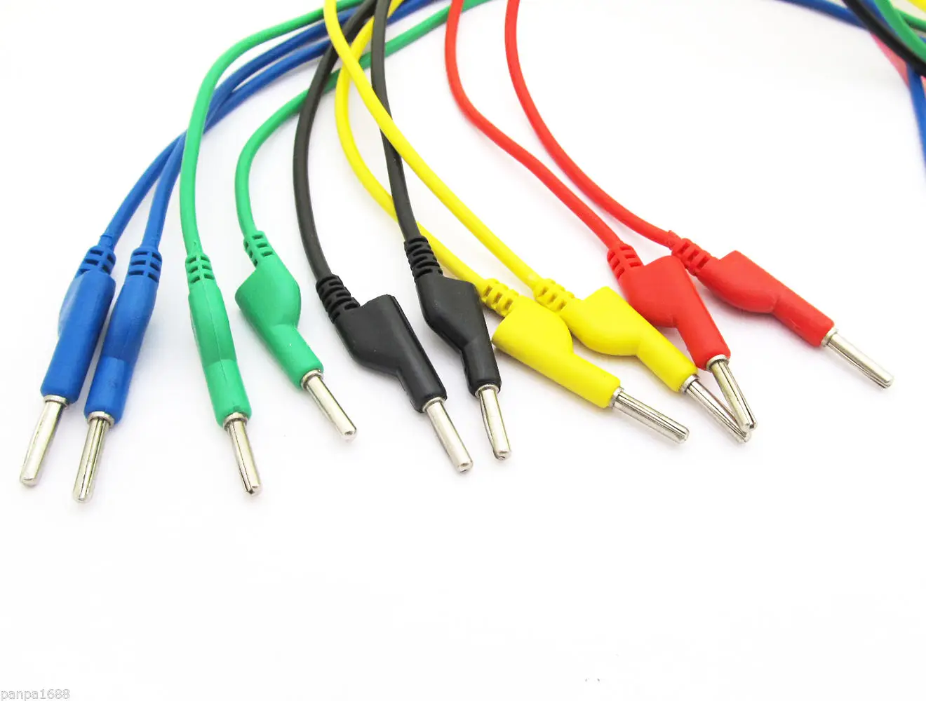 1 set 5 Colors Silicone High Voltage 4mm Banana Plug to Banana Plug Test Cable