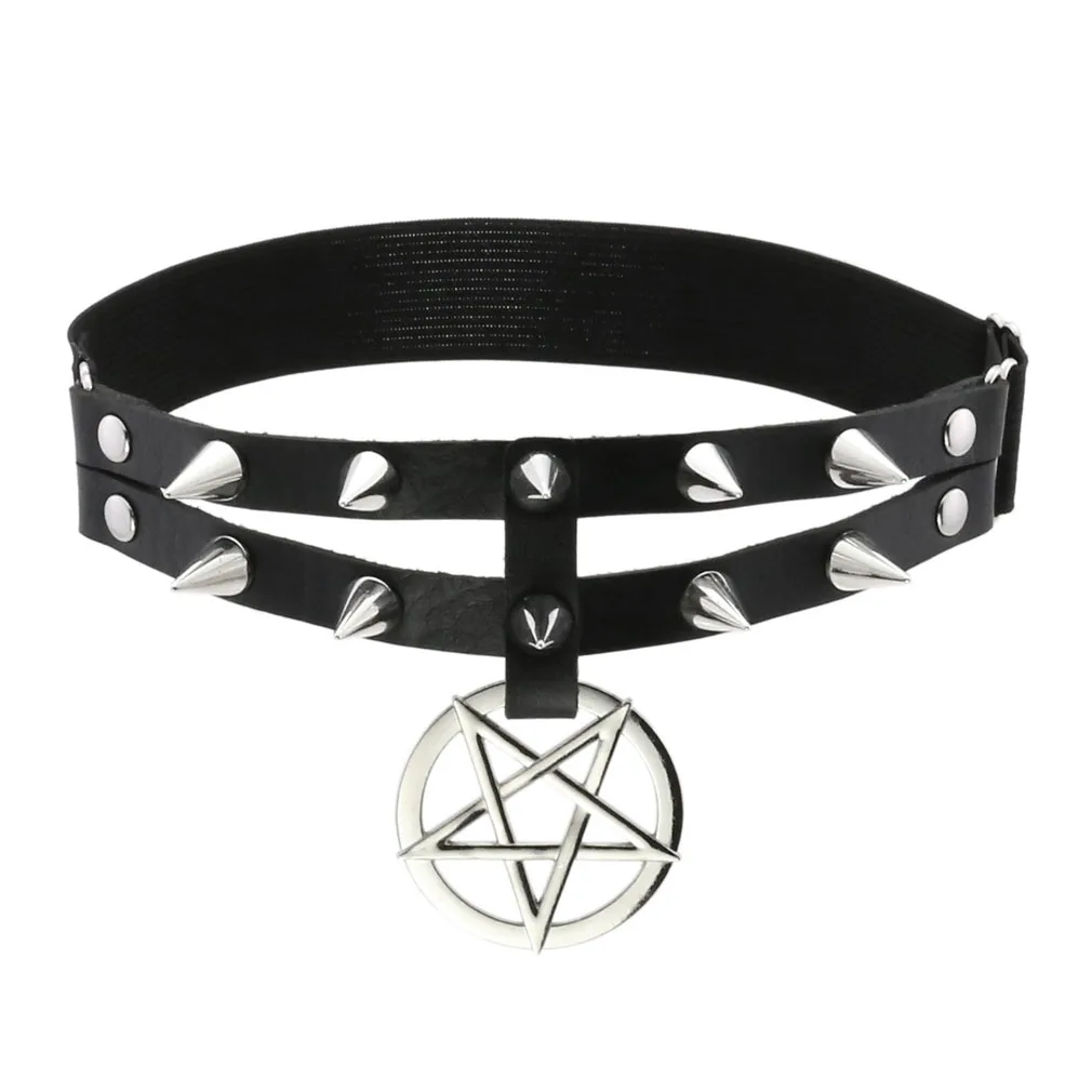 Punk Spike Pentagram Leg Garter Belt Rivets Thigh Harness Women Girls Goth Cosplay Accessories Harajuku Fashion Jewelry