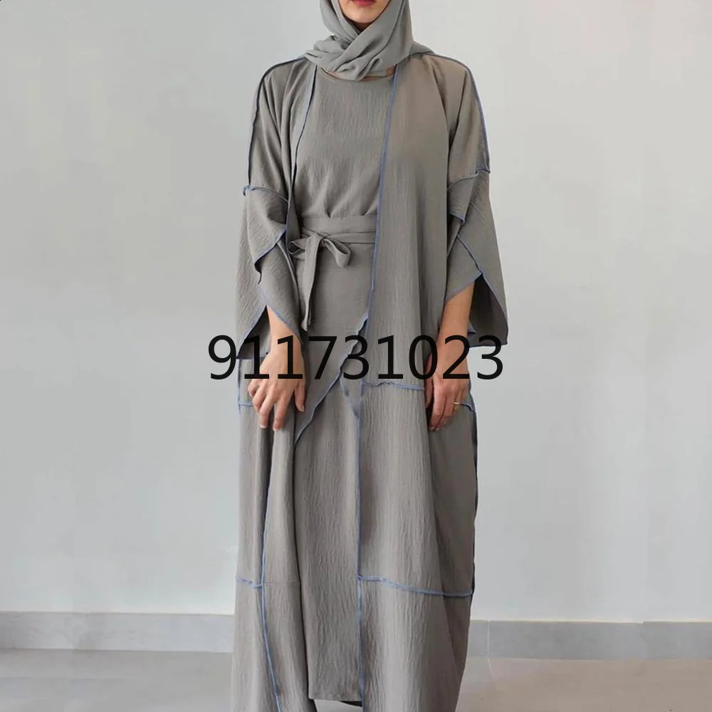 Eid Kaftan Abaya Dubai Turkey Islam Arabic Muslim Dress Sets Robe Longue Kimono Ensemble Femme Musulmane Abayas For Women Caftan