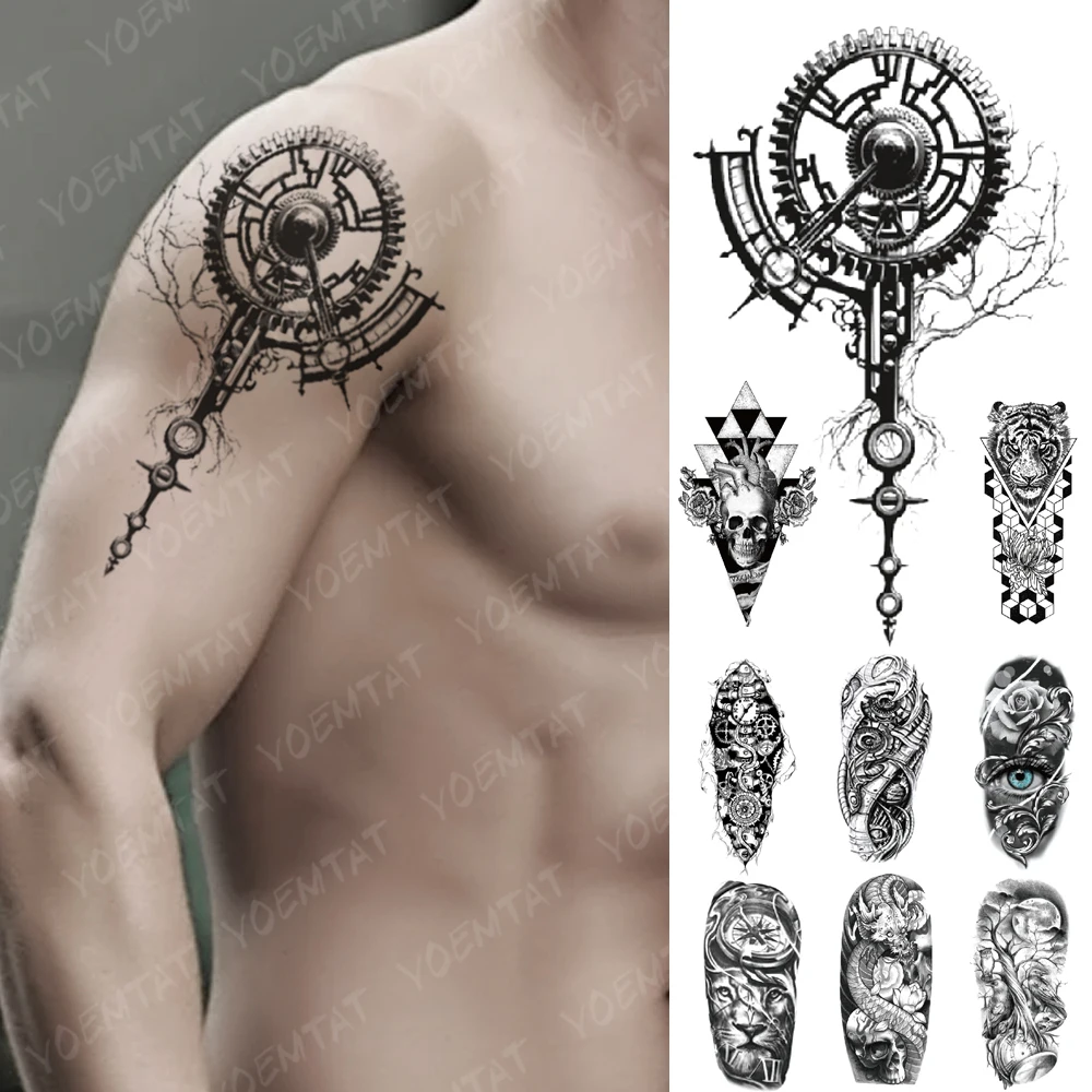 Waterproof Temporary Tattoo Sticker Mechanical Bionic Gear Flash Tattoos 3D Robot Electricity Body Art Arm Fake Tatoo Women Men