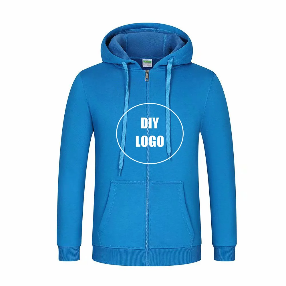 Custom Print Your Own Design LOGO Pullover Zipper Hoodie Men And Women Casual  Cotton Coat Jacket Unisex Sweatshirts