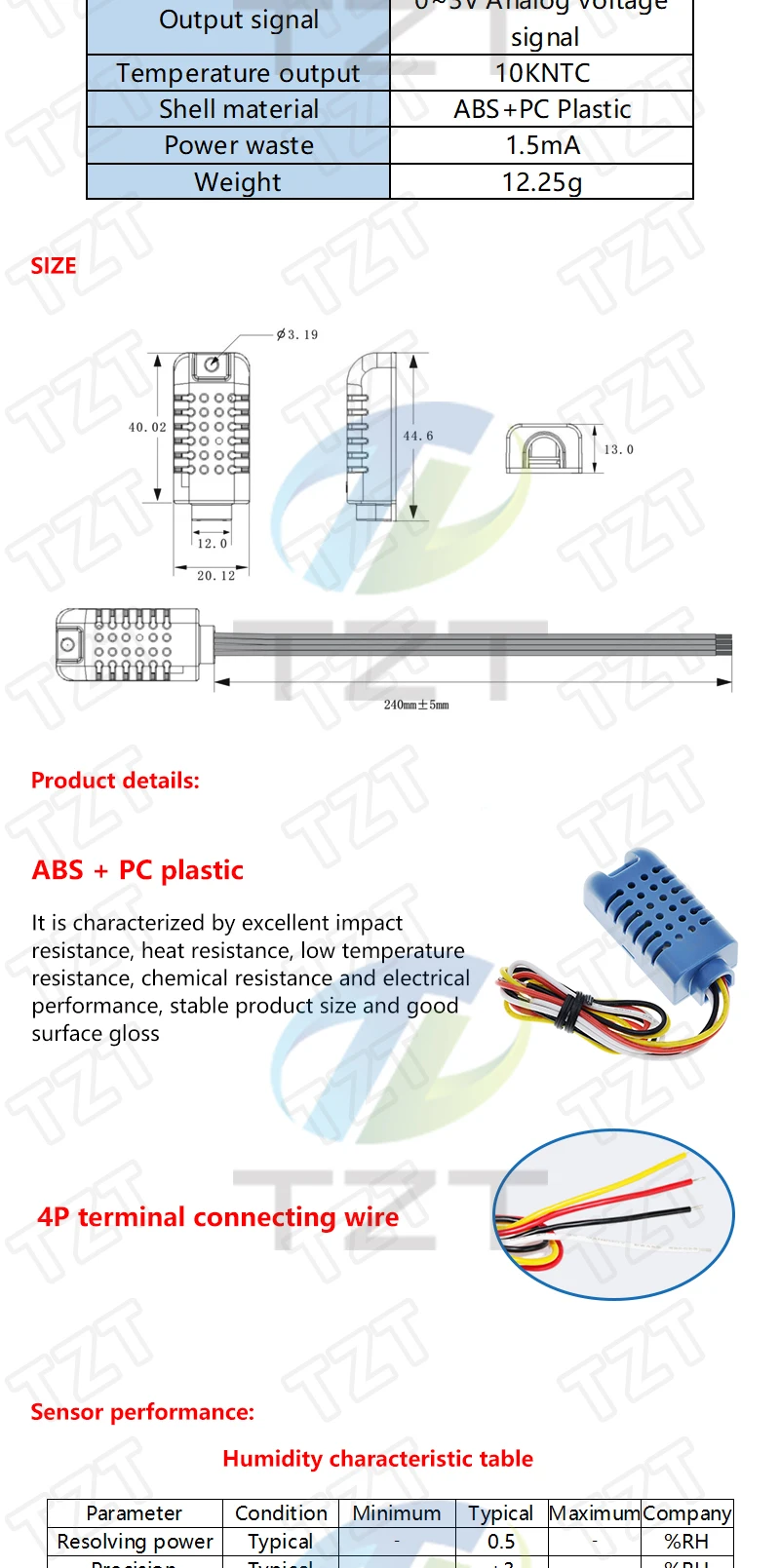 Digitale Temperatur- und Feuchtigkeitssensoren TZT DHT11 DHT22 AM2302 AM2301 AM2320 MW33 Sensor und Modul für Arduino elektronisches DIY – Detail 37