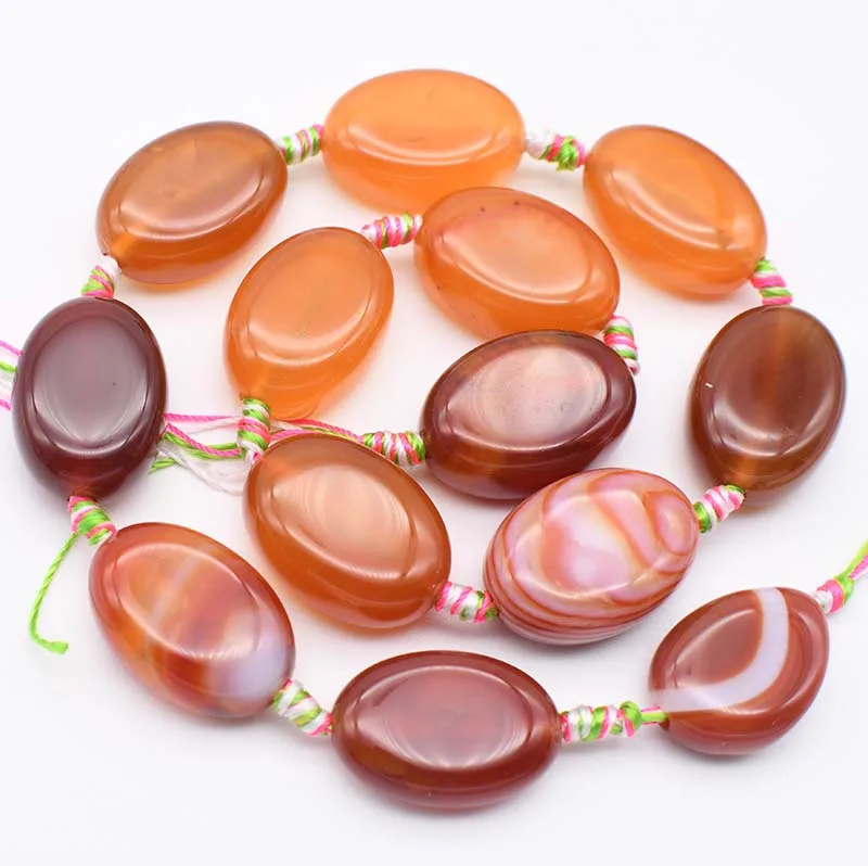 16X22-17x25mm Natural smooth Orange agate oval stone For DIY Necklace Jewelry Making Loose 15