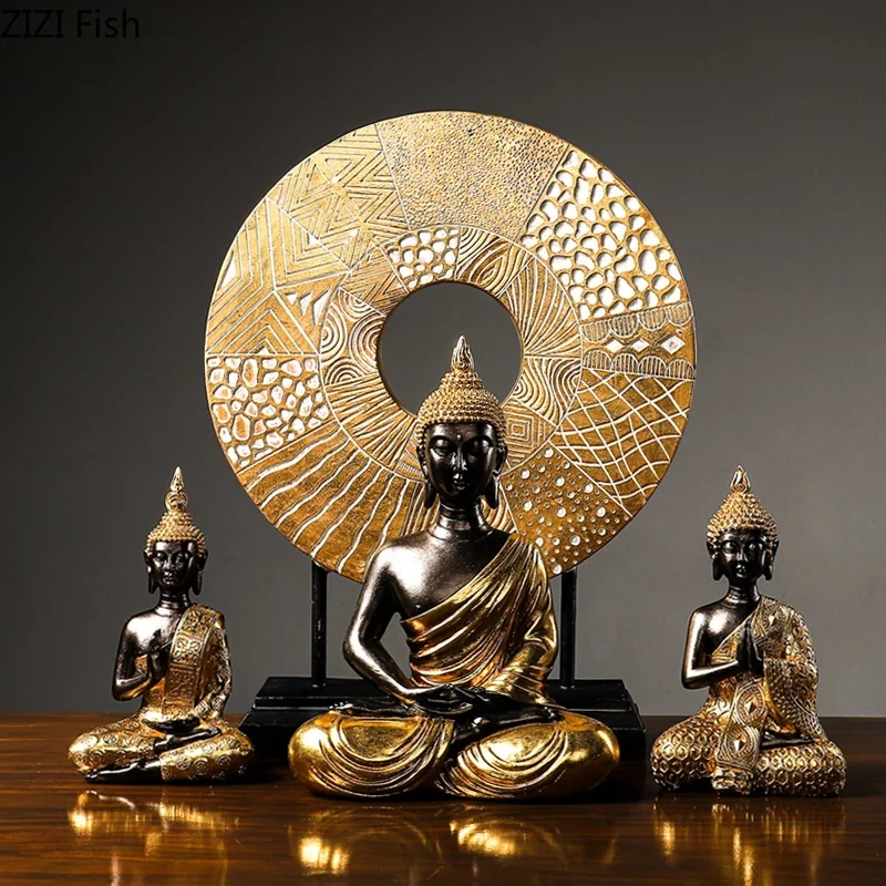 

Resin Buddha Golden Thai Style Character Handicraft Furnishings Home Decoration Accessories Modern Buddha Decor Feng Shui