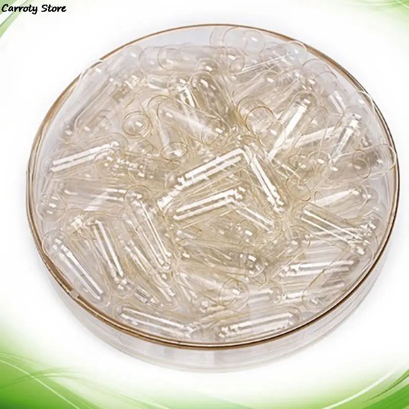 1000Pcs Clear Capsules Separated Box Transparent Empty Gelatin Capsules Pill Vcaps Clear Halal Separated Box