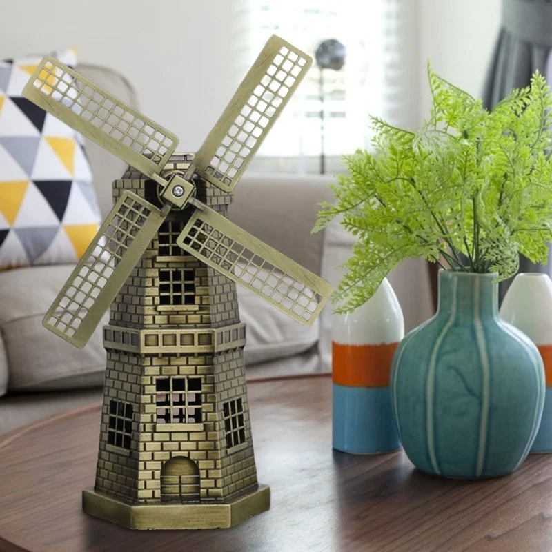 Dutch Windmill Miniature Ornament Table Desk Centerpiece  Model Decoration For Home, Office And Bar Fabulous Gift