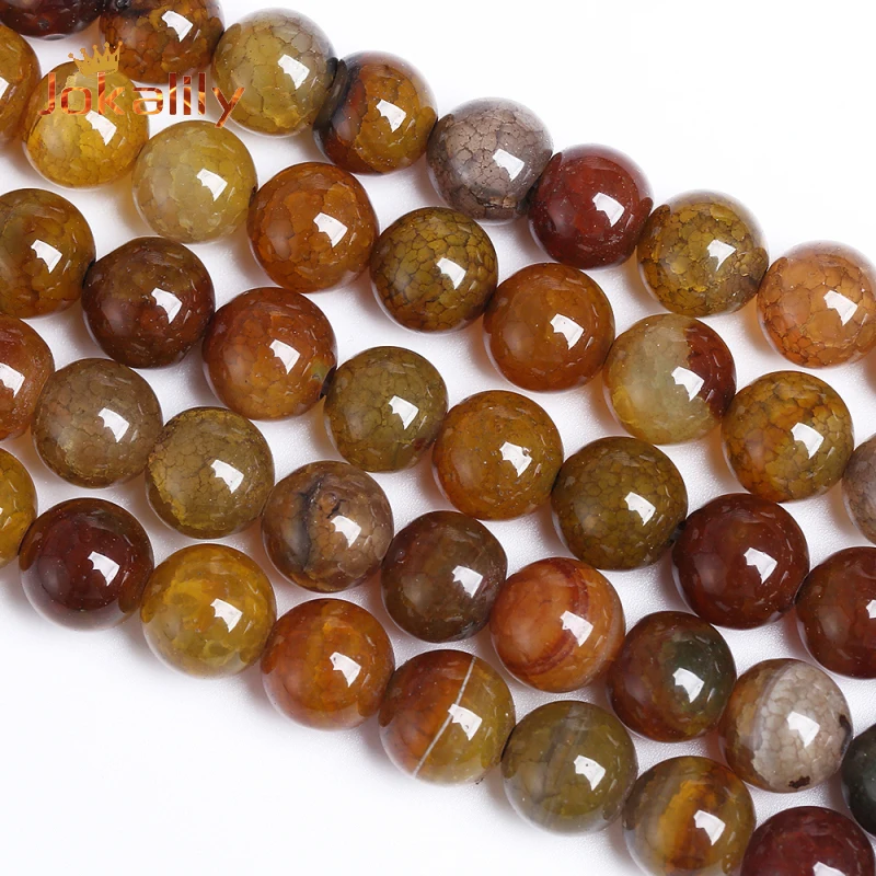 

Natural Brown Dragon Veins Agates Beads For Jewelry Making 6 8 10 12mm Stone Round Beads DIY Bracelets Necklaces Accessories 15"