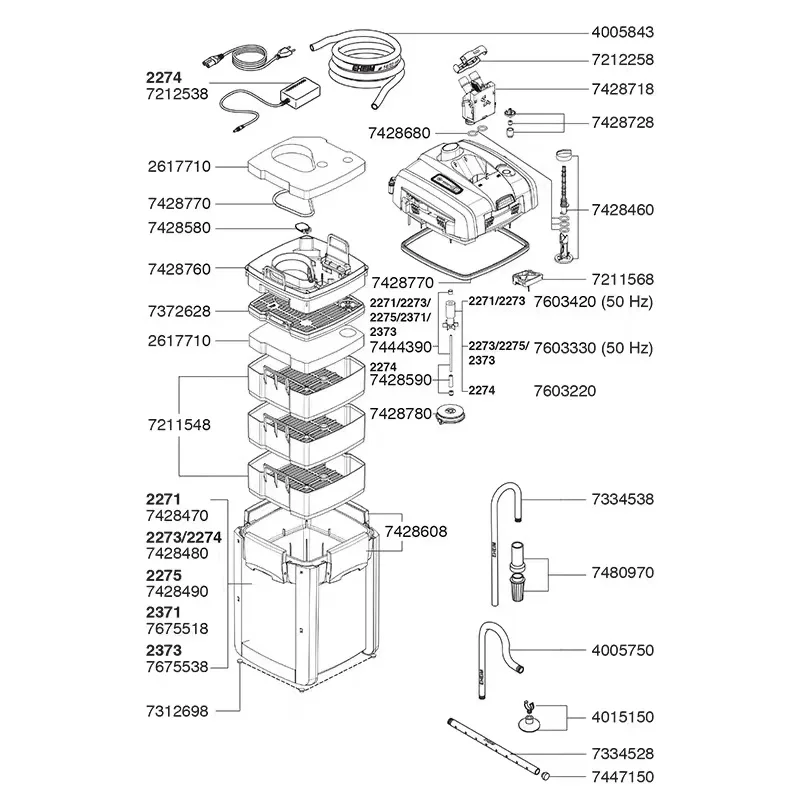 EHEIM 2271 2273 2275 2371 2373 2274 professionel 4+ 250 350 600 250T 350T Spare parts
