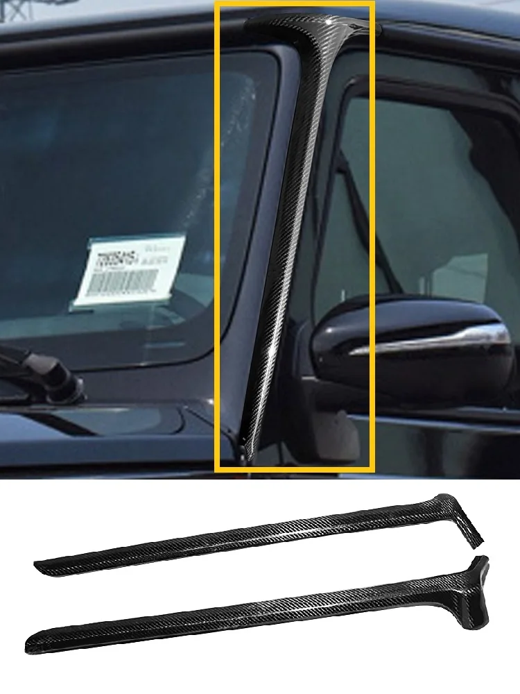 

Dry Carbon Fiber Front A Pillars Protective Cover Trim Panel Sticker Fit For Mercedes Benz G Class W464 G63 G500 G550 2019-2024