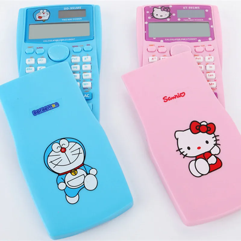 Cartoon Lovely pink Function Portable Calculator Uniwise 10+2 Digital Display solar LCD Scientific Calculator