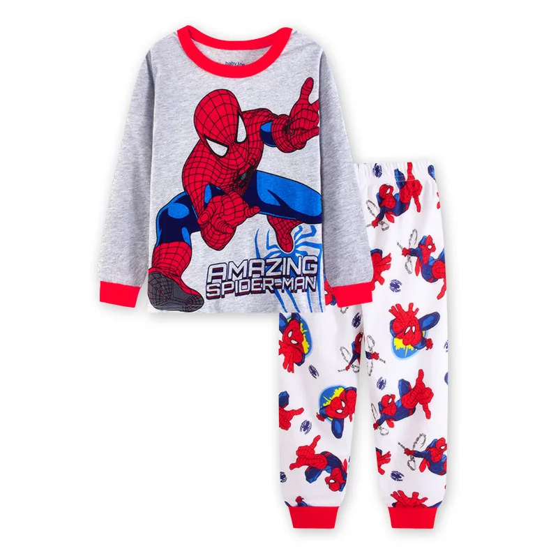 Pijamas de algodón de manga larga con dibujos animados para niños y niñas, ropa de dormir con diseño de superhéroes, con diseño de Spider-Man, Envío