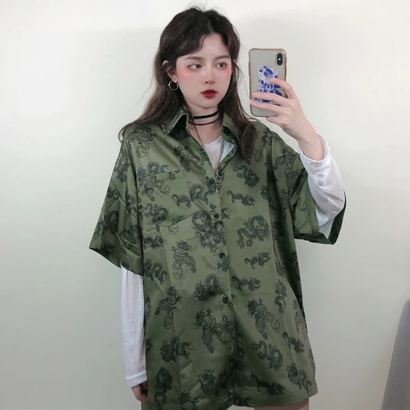 Vintage Leopard Women\'s Blouse Harajuku Print Shirts  2021 Summer Ladies Loose short sleeve Blusa Streetwear Camisas Mujer