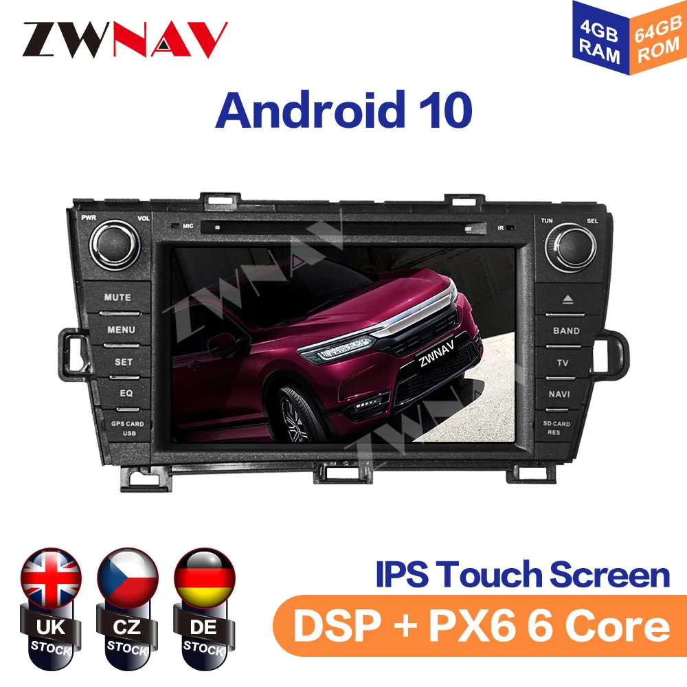 Car DVD Player Android 10 Octa Core Multimedia Player GPS Navigation For Toyota Prius RHD 2009-2015 Auto Radio Stereo Head Unit