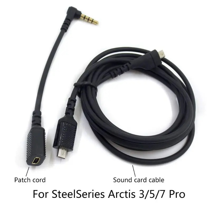 Cabos de extensão para placa de som, substituição de cabos de áudio para headfone de aço-series arctis 3/5/7 pro gaming headphone