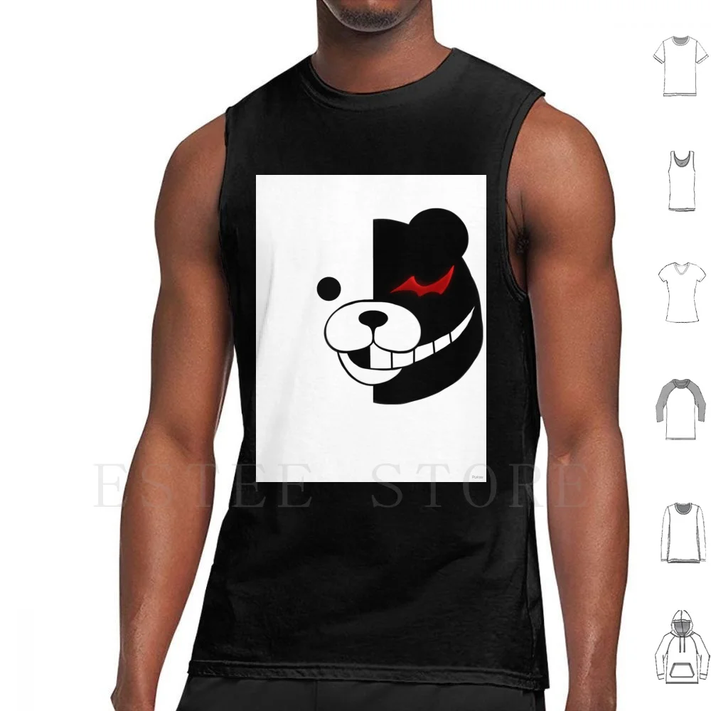 Monokuma Tank Tops Vest Cotton Monokuma Dangan Ronpa Dangan Ronpa Monobear Monochrome Bear Teddy Evil Kawaii Cute Mascot Anime