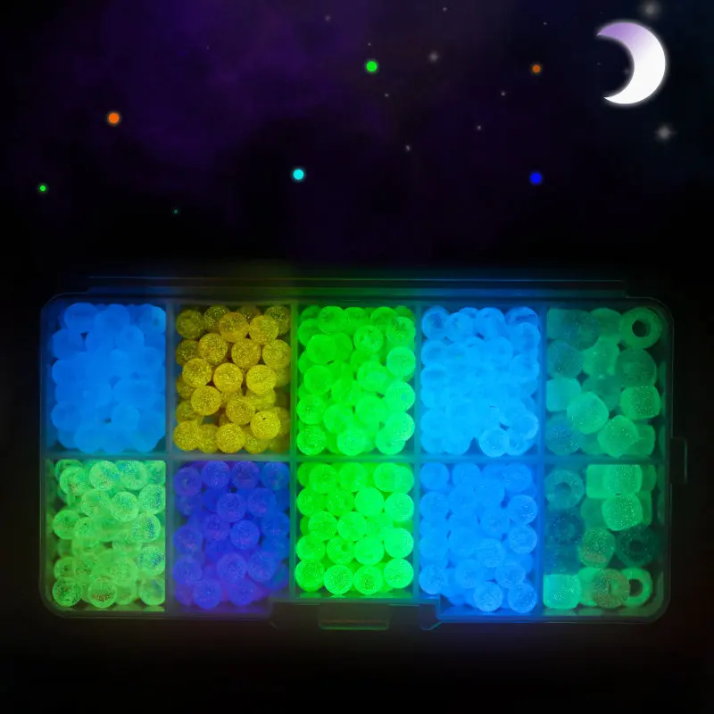 

6-12mm mixed Acrylic Luminous Beads Fishing Loose Beads Glow In The Dark Beads For Children Jewelry Making Necklace Bracelet DIY