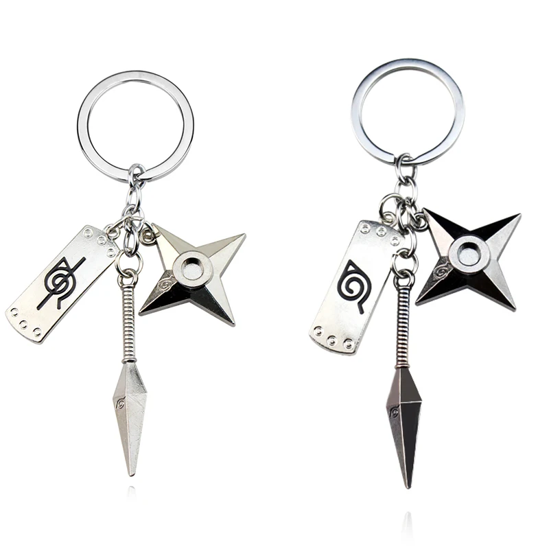 Kunai Shuriken Konoha Ninja Keychain For Bags 2023 Men Anime Trinkets Keyring Naruto Accessories Women Jewelry Backpacks Gift