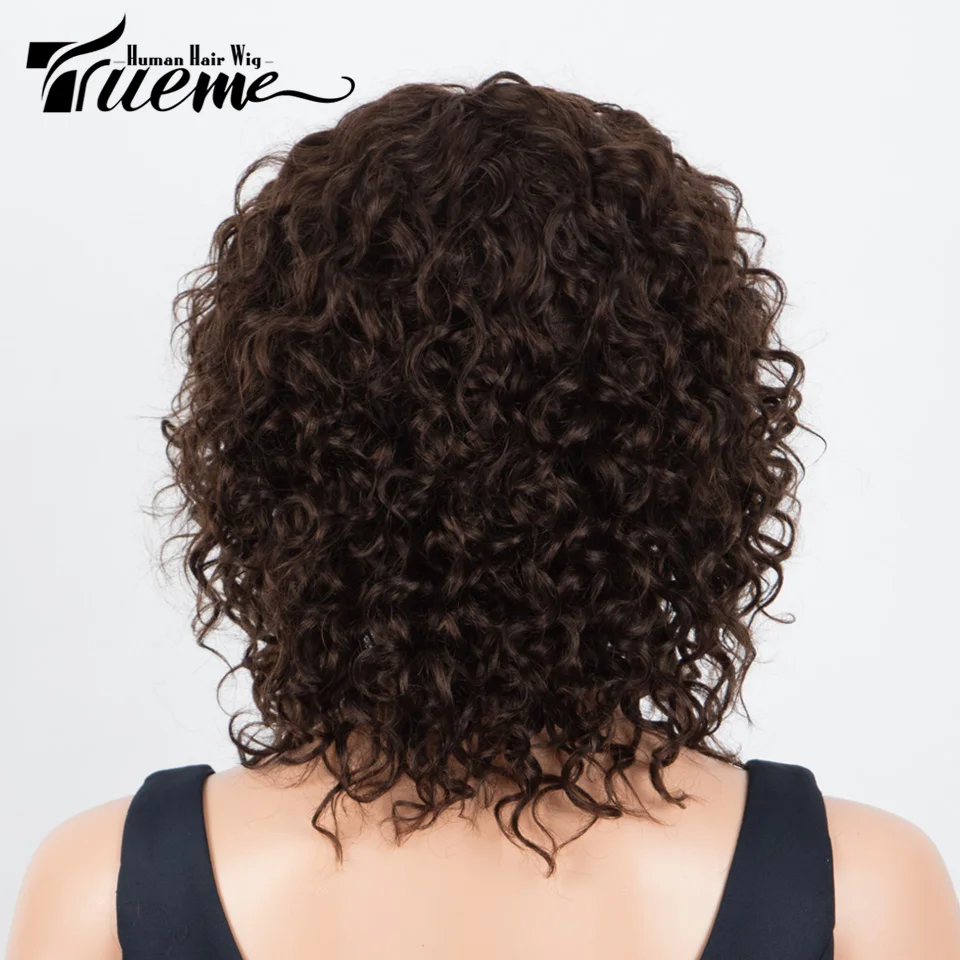 Trueme Short Culry Bob Human Hair Wigs Cutest Curly Human Hair Wig With Bangs Brazilian Deep Wave Human Wigs For Women Full Wig