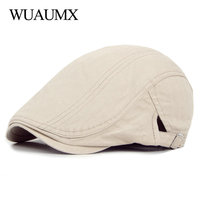 Casual Beret Hats Men Women Solid Forward cap Washed Cotton Beret Cap Spring Summer Flat Peaked Caps Painter Visor Adult