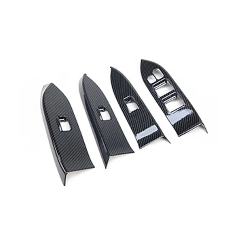 4 pieces  Fit For Mitsubishi PAJERO 2007 -2019 Carbon fiber color Window Lift trim Panel