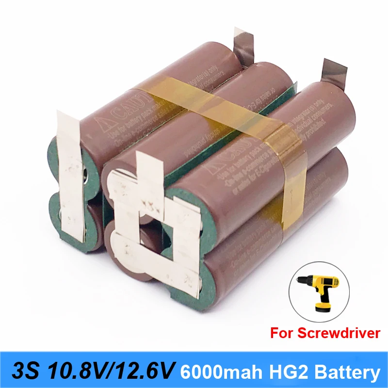 12V 18650 hg2 3S 3000mAh 20amps for 12.6v screwdriver battery weld soldering strip 3S 3S2P 12.6v battery pack (customize)Turmera