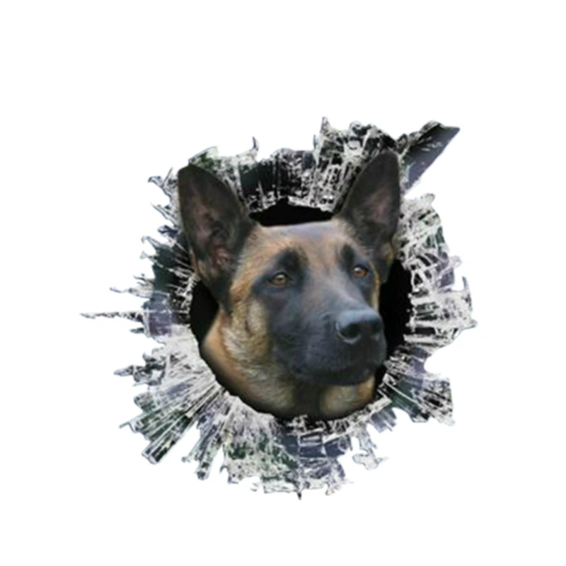 13cm*12.2cm 1 Pcs 3D Belgian Malinois Decal Glas Dogs Slag Reflective Car Stickers Window Waterproof Styling Decals