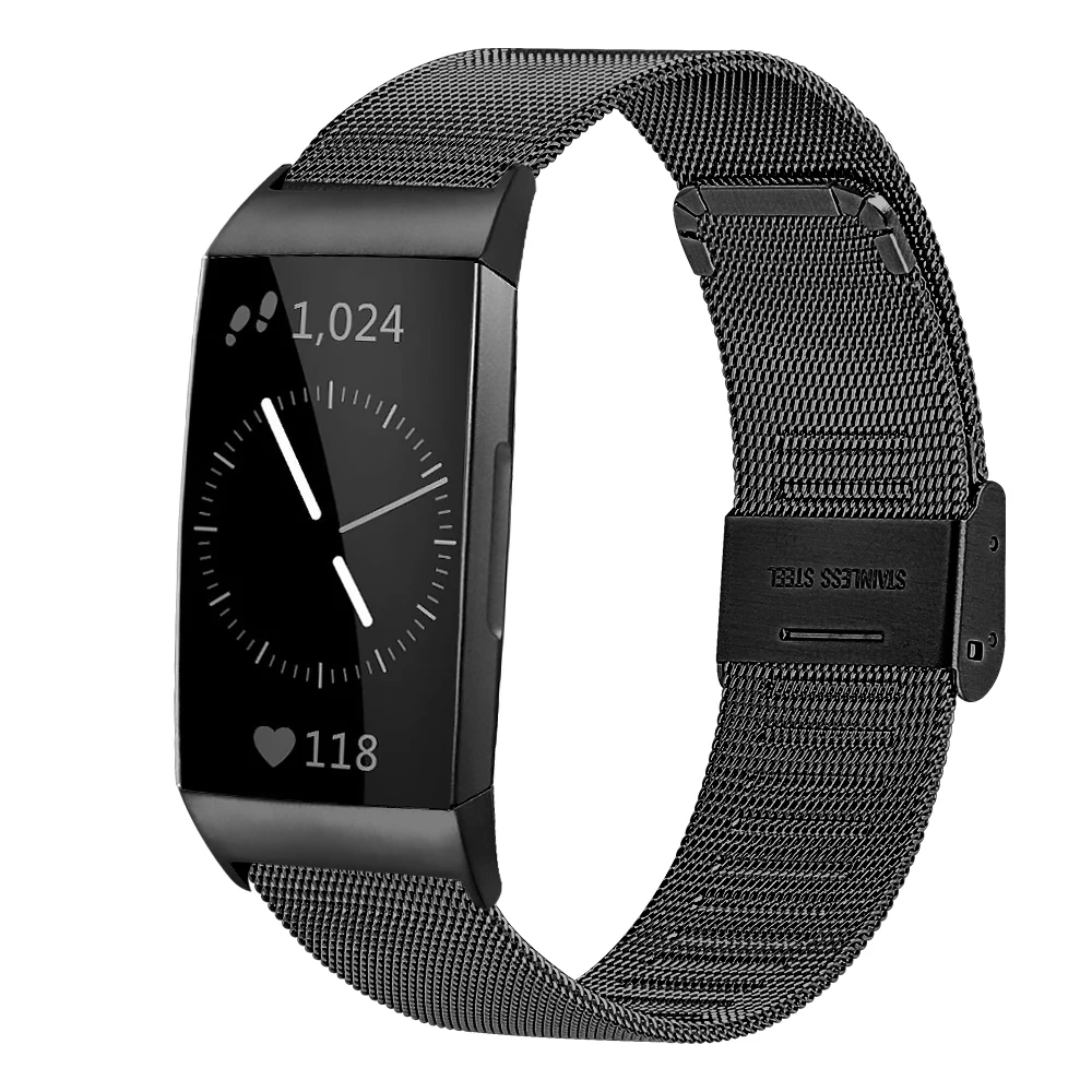 Essidi Lưới Đồng Hồ Ban Nhạc Dành Cho Vòng Đeo Sức Khỏe Fitbit Charge 3 4 5 3 4 SE Thép Không Gỉ Milanese Vòng Tay Dây Đeo Cổ Tay Correa fitbit Charge 2