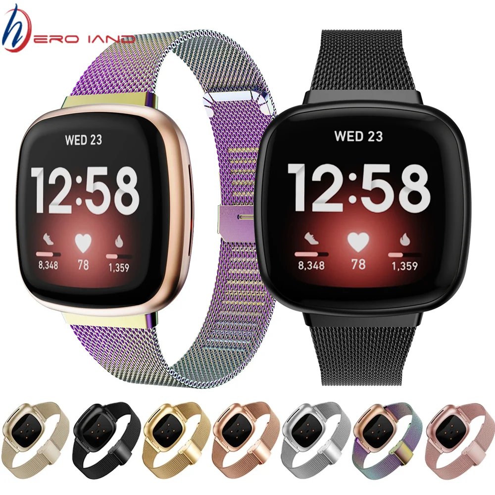 

Milanese Bands For Fitbit Sense Mesh Stainless Steel Bracelet Strap Loop For Fitbit Versa 3 Smart Watch Correa Replacement