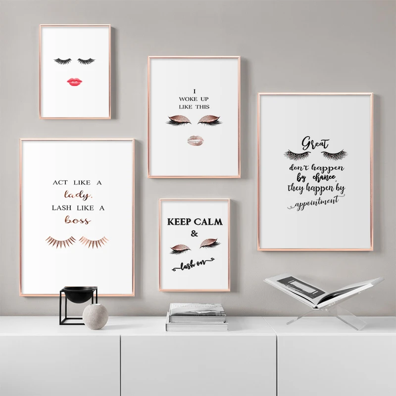 Modern Lashes Fashion Canvas Poster Painting Wall Art Eyelashes Print Makeup Wall Picture Decorative for Girl Room Salon Decor
