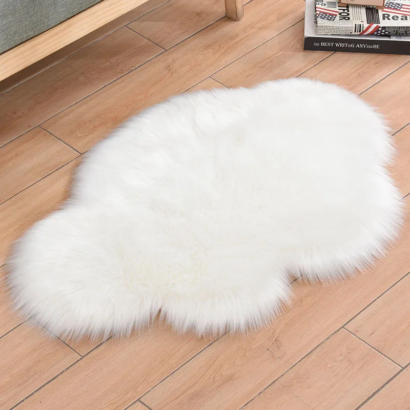 Faux Fur Carpet New Fashion Cloud Shape Carpets Long Plush Fluffy Shaggy Area Rugs Bedside Living Room Kids Room Sofa Seat Cover