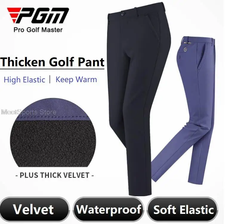 Autumn Winter Waterproof Men Golf Trousers Thick Keep Warm Long Pant Male Velvet Tennis Golf Pants Man Sports Elastic Sweatpant