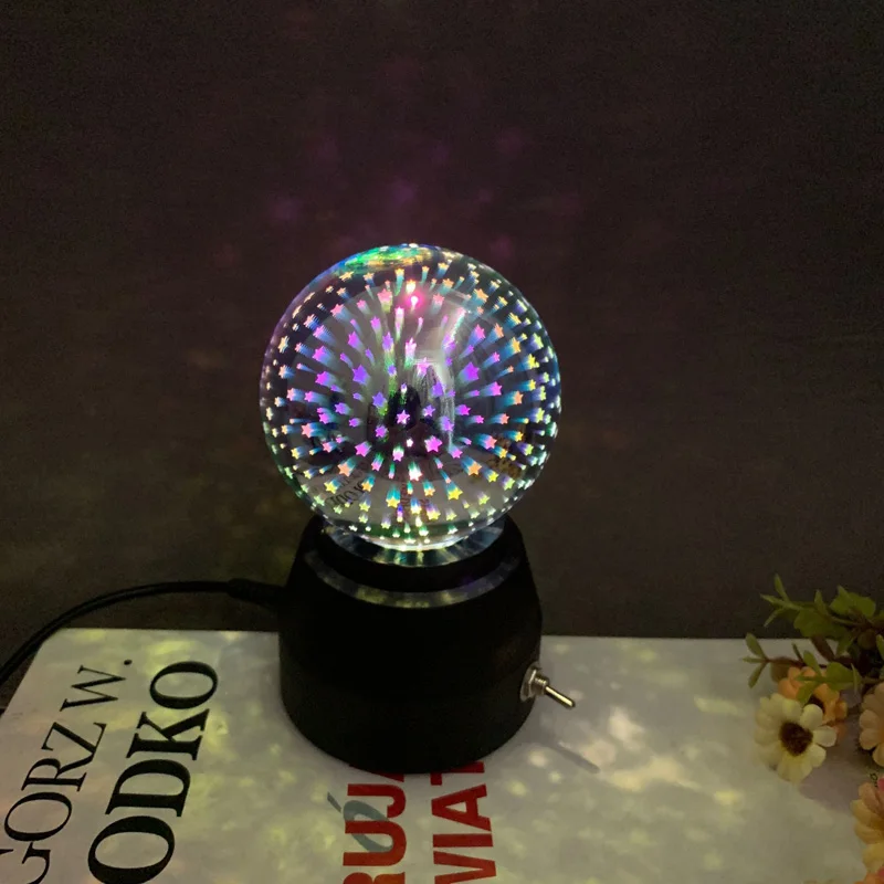 3D Glass Ball Lamp Colorful Magic Glass Night Light Starry Sky Lamp USB/AA Battery Power Automatic Rotating Christmas Gifts