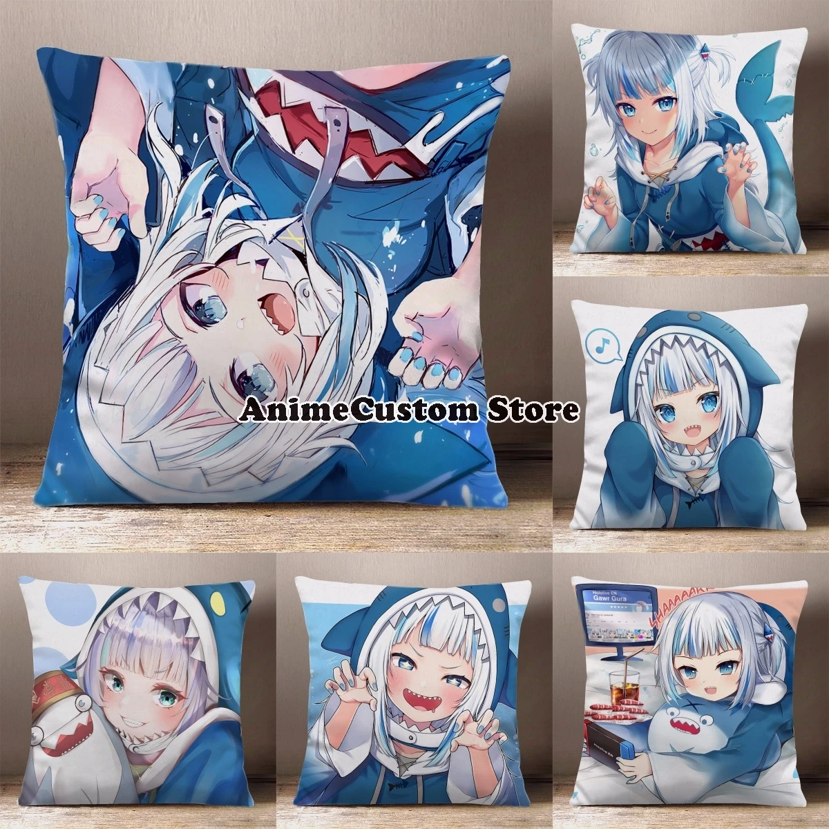 Anime Game Gawr Gura Hololive YouTube Cartoon Printing Square Throw Pillow Siesta Dakimakura Dakimakura Safa Back Cushion Gifts