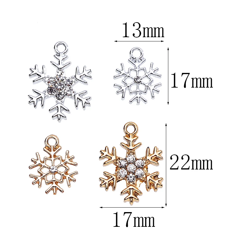 17*22MM 20Pcs/Set High Quality Golden Snowflake Charm Pendant Fashion Earrings DIY Handmade Jewelry Making Accessories Wholesale