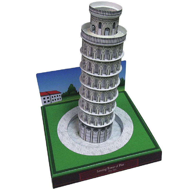 Itália inclinada torre de pisa mini modelo de papel 3d casa papercraft diy arte origami construção adolescentes adulto artesanal artesanato brinquedos QD-170