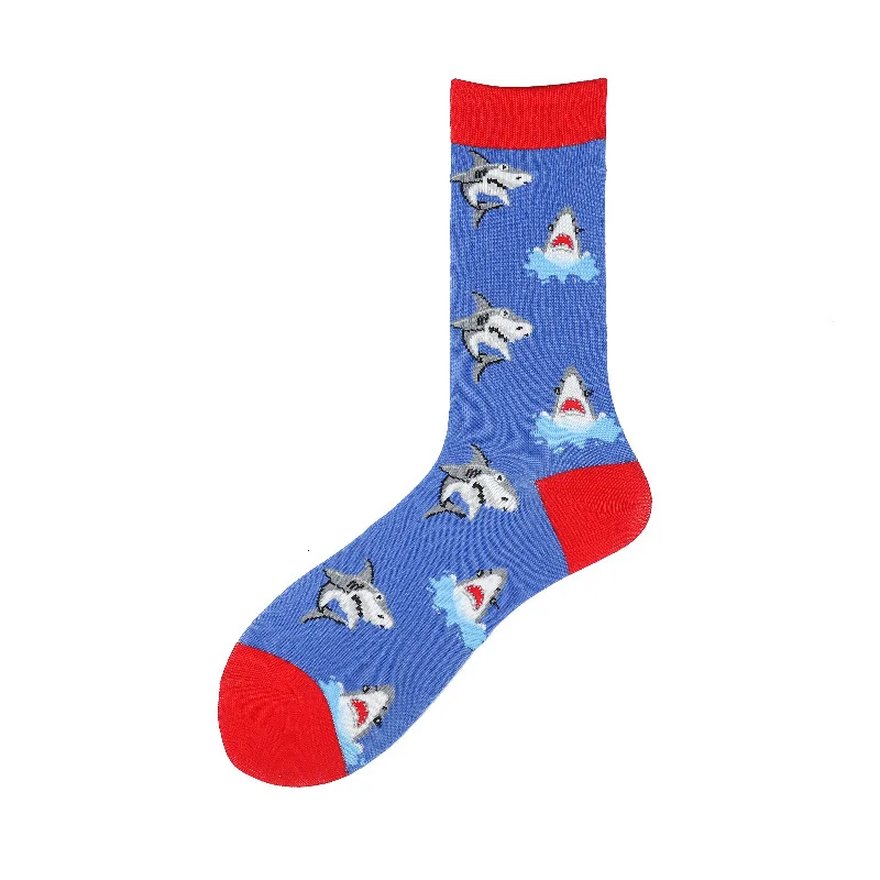 New  Autumn Winter Funny Socks Men Cute Dog Woodpecker Shark Printed Calcetines Casual Harajuku Meias Happy Socks