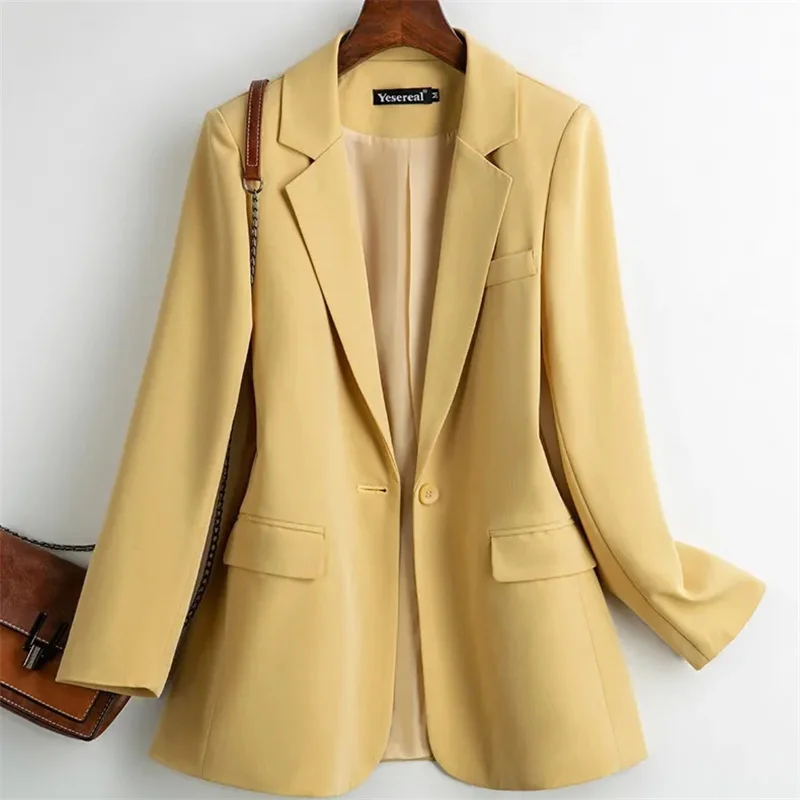 

Fashion Spring Autumn Plus Size 7XL Women Blazer Slim Tops Casual Suit Jacket Solid Color Office Clothes Oversized Blazers KW509