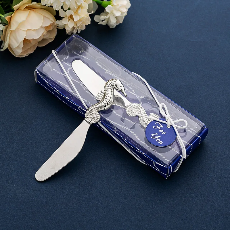 

(10 Pieces/lot) Practical gift wedding of hippocampus design Cheese Spreader Favors For Butter knife Event and Party favors