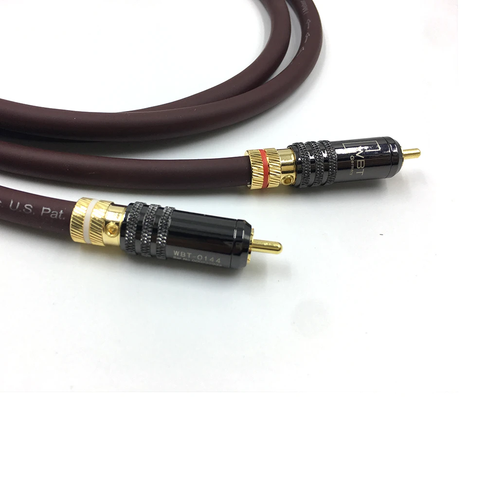 Cabo hifi cardas 2rca, cabo de áudio prateado de cristal único de alta qualidade, linha de sinal rca dupla hifi