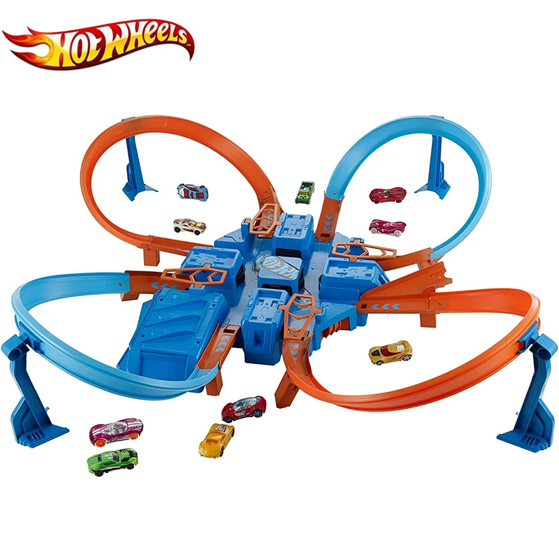 Original Hot Wheels Car Track Criss Cross Crash Playset 1:64 Diecast Racing Model Car 4 Corner Game Play New Toys for Kids 2020