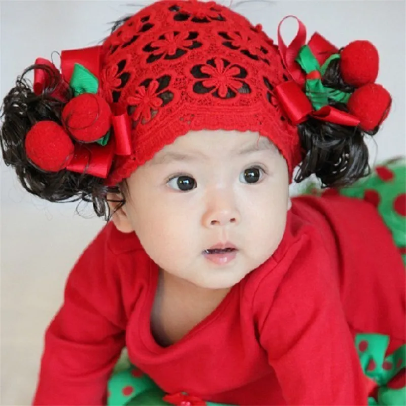 Cute children\'s small curl wig hair band children\'s dress hair band small bow tiara hair net set baby headbands for girls