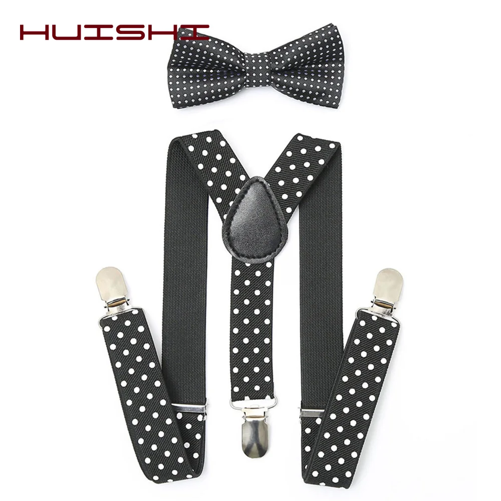 Huishi Bé Treo Áo Với Bowtie Áo Chấm Bi Trẻ Em Phù Hợp Treo Áo 3 Kẹp Có Thể Điều Chỉnh Áo Sơ Mi Trẻ Em Dây Thắt Nơ Cho Bé Trai cô Gái