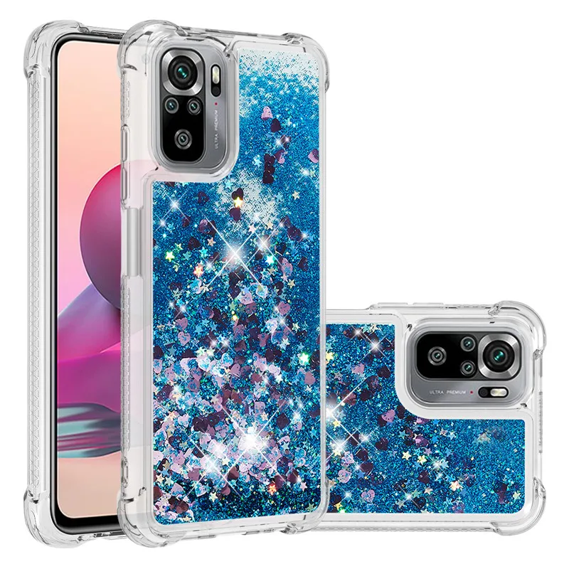 For Redmi Note 10S Case Fashion Quicksand Glitter Liquid Case For Xiaomi Redmi Note 10S Phone Cover Redmi Note10s 10 S Coque