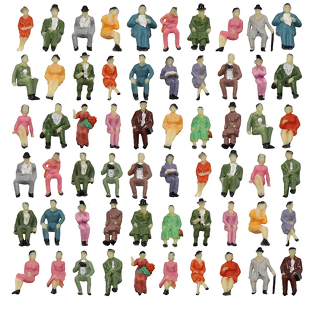 Figuras de personas sentadas a escala 1:87 HO, 30 Poses diferentes, modelo de tren, diseño, decoración de jardín, 60 unidades, P8711